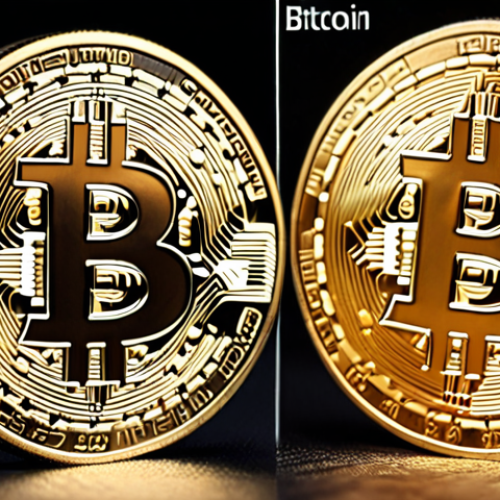 Home 7 Here are two image prompts for Stable Diffusion, capturing the essence of Bitcoin and Ethereum as described: