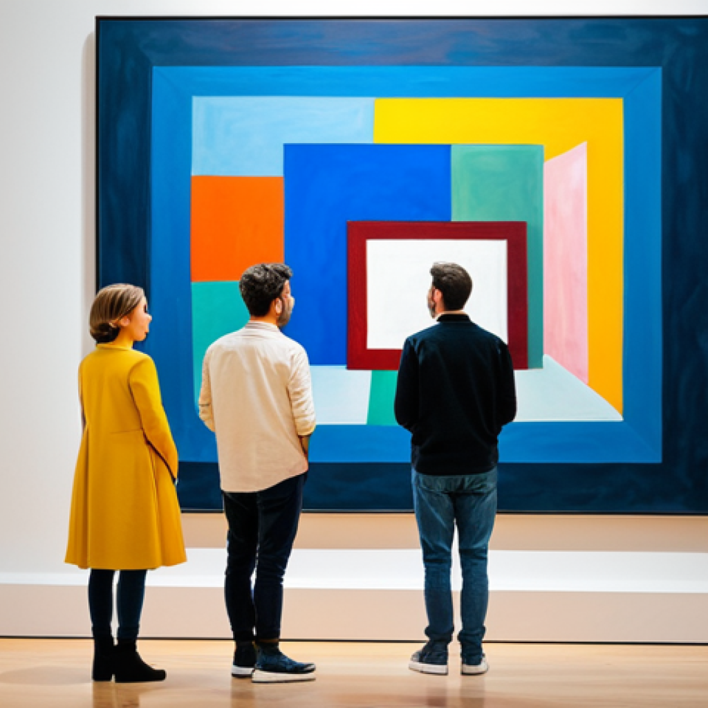 디지털 자산의 금융적 활용 방안 - Modern Art Museum**
"A group of friends, dressed in stylish yet modest clothing, admiring a large, ...