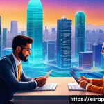 Home 22 크립토 경제학에서의 게임 이론 적용 - A futuristic digital landscape illustrating a diverse group of Latin American crypto users engaged i...