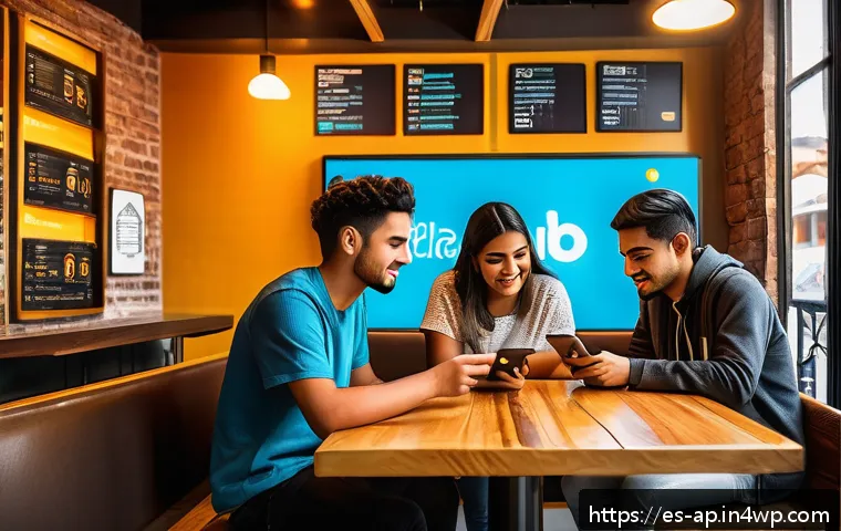 크립토 경제학의 혁신적인 사례 연구 - A modern urban caf&eacute; scene in Mexico City where diverse young adults are casually paying with cryptoc...
